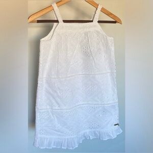 NWT Guess - Beautiful white embroidered eyelet ruffle hem dress. Girls size 7.